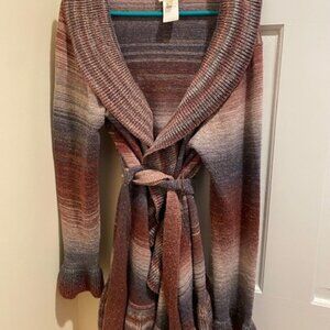 Muche Muchette Lisa Robertson Ombre Belted Cardigan Sweater Topper One Size